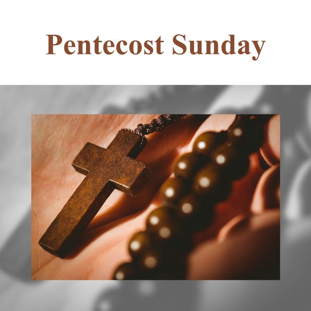 Hand Holding Rosary Beads and Crucifix for Pentecost Sunday Celebration - Download Free Stock Templates Pikwizard.com