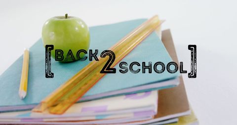 Back to School Motivation with Apple and Supplies - Download Free Stock Images Pikwizard.com