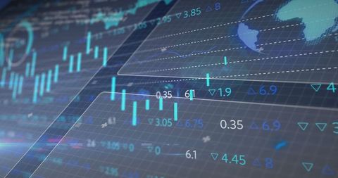 Futuristic Financial Charts on Digital Dashboard