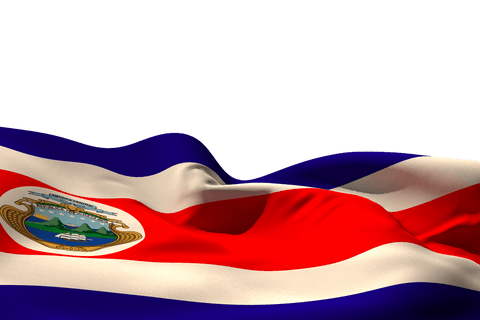 Costa rica flag waving on transparent background