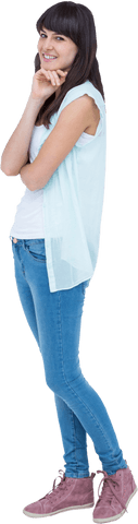 transparent full length cheerful woman in casual attire - Download Free Stock Videos Pikwizard.com