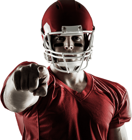 Transparent american football player pointing with confidence