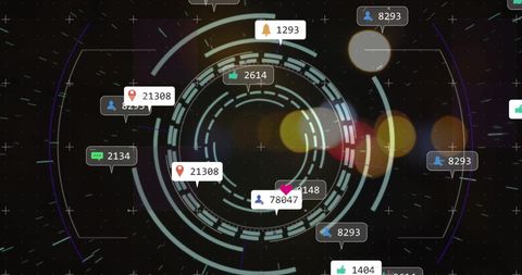 Virtual Data Analytics Interface with Social Indicators - Download Free Stock Images Pikwizard.com