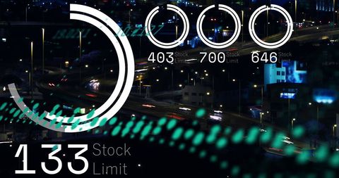 Futuristic dashboard with stock limit indicators digital concept design