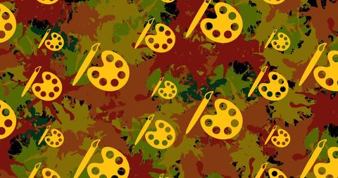 Abstract art palette and paint splatter pattern