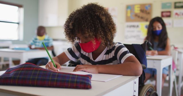 Students Wearing Masks Focus on Learning in Classroom - Download Free Stock Images Pikwizard.com