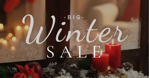 Festive Winter Sale Advertisement with Holiday Decorations