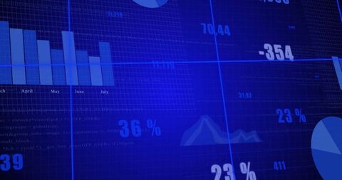 Abstract financial data chart with circles and bar graphs