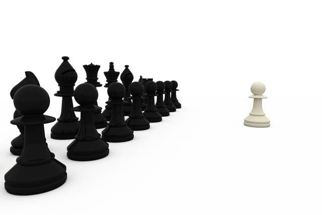 Single White Pawn Facing a Row of Black Chess Pieces on Transparent Background - Download Free Stock Videos Pikwizard.com