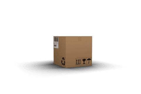 Cardboard box on transparent background for online shopping