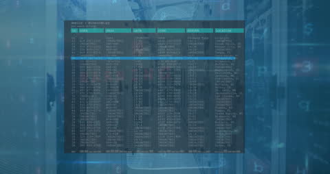 Cybersecurity Animation with Data Processing in Server Room