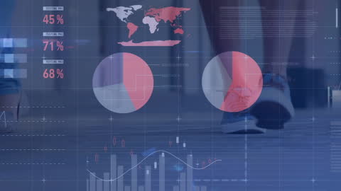 Infographic Interface Overlay on Women Walking with Shopping Bags