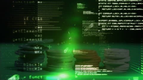 Virtual Casino Chips Surrounded by Digital Coding