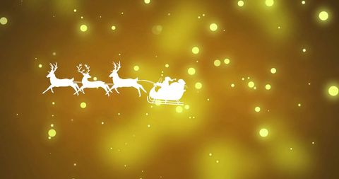 Digital Illustration of Santa's Sleigh with Glowing Yellow Background