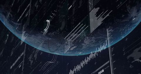 Futuristic Earth Dashboard with Digital Data Visualizations