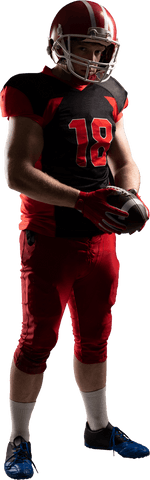 Transparent american football player with ball in athletic gear