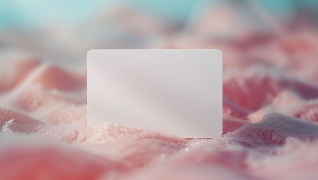 Blank Card on Pink Foam with Gradient Background