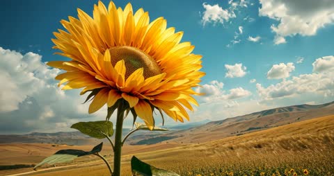 Sunflower Rotating in Field under Clear Blue Sky