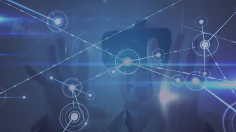 Digital Network and Data Visuals with Virtual Reality Interface