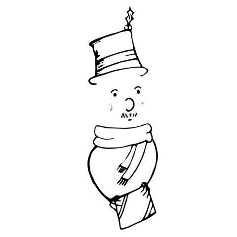 Transparent snowman holding present for festive design