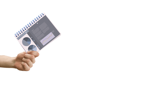 hand holding notebook with business diagrams on transparent background - Download Free Stock Videos Pikwizard.com