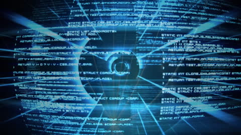 Futuristic Interface with Spinning Digital Codes