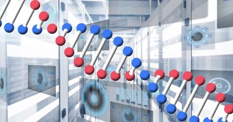 Futuristic dna helix in technology research facility