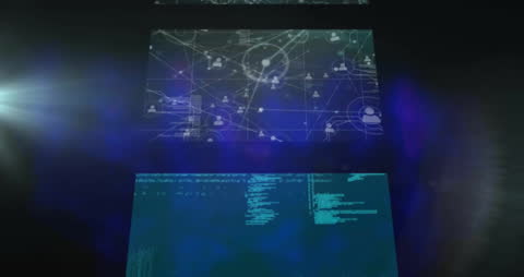 Digital Data Processing Animation with Light Trails