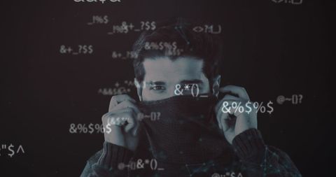 man in cybersecurity cloak observing digital codes - Download Free Stock Images Pikwizard.com