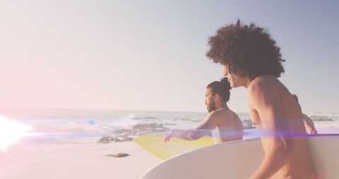 Diverse Friends Enjoying Surfing Vacation at the Beach