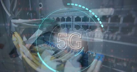 5G Innovation Technology with Digital Overlay in Server Room - Download Free Stock Images Pikwizard.com