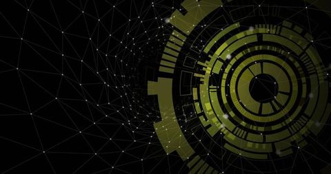 Futuristic Digital Interface in Cyberspace with Network Grid