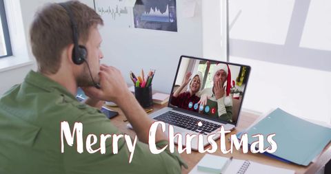 Virtual Christmas Celebration with Family on Video Call - Download Free Stock Images Pikwizard.com