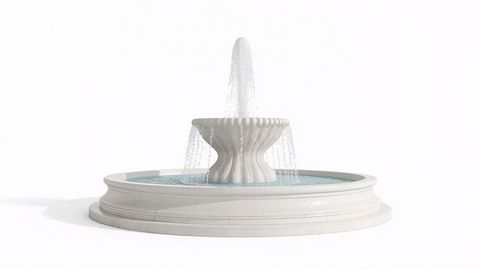 Elegant marble fountain in minimalist white studio