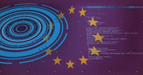 Futuristic eu technology interface representing cybersecurity