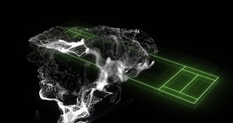 Abstract Digital Sports Court Overlay on Particle Cloud