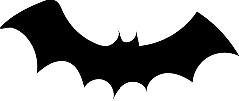 Black Bat Silhouette with Outstretched Wings Transparent Icon