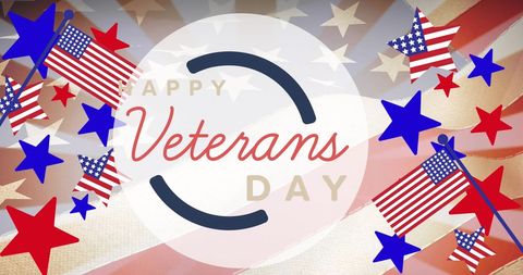 Happy Veterans Day Celebration with Patriotic Flags and Stars