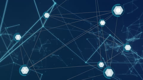 Digital Network of Healthcare and Technology Icons on Blue Background