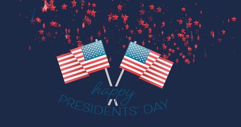 USA Flags Presidents' Day Celebration with Red Stars Background