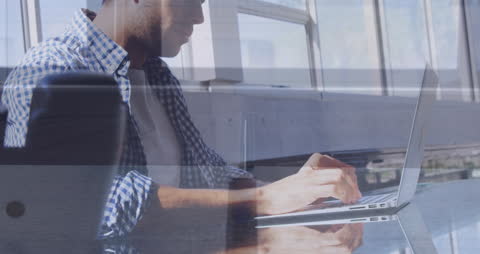 Digital Businessman in Modern Office with Global Interface Concept