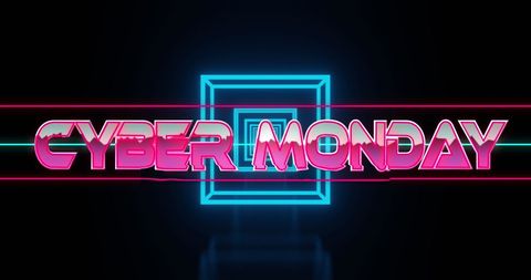 Cyber Monday Sale Banner with Neon Retro Design
