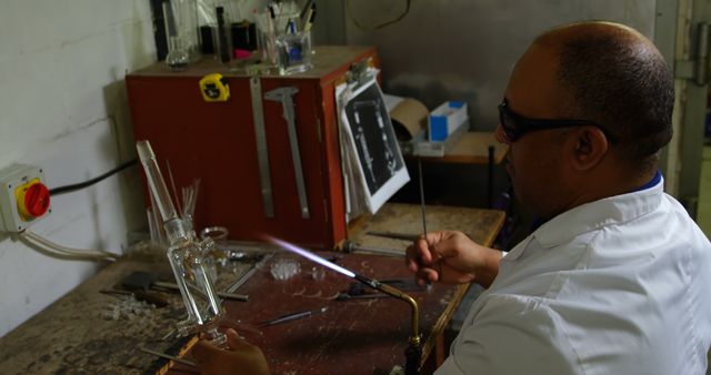 Male Scientist Working with Laboratory Equipment and Glassware - Download Free Stock Images Pikwizard.com