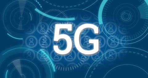 5G Technology Digital Circles And Icons on Blue Background - Download Free Stock Images Pikwizard.com