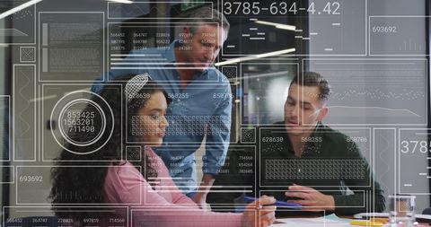 Collaborate on Financial Data with Diverse Team in Modern Office - Download Free Stock Images Pikwizard.com