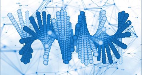 Visualizing 3d blue-sphere data wave forming connected column networks for tech visuals
