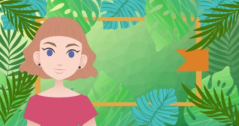 Animated female figure on leaf background celebrating mentoring