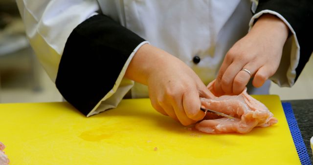 Chef Preparing Raw Chicken on Cutting Board - Download Free Stock Images Pikwizard.com