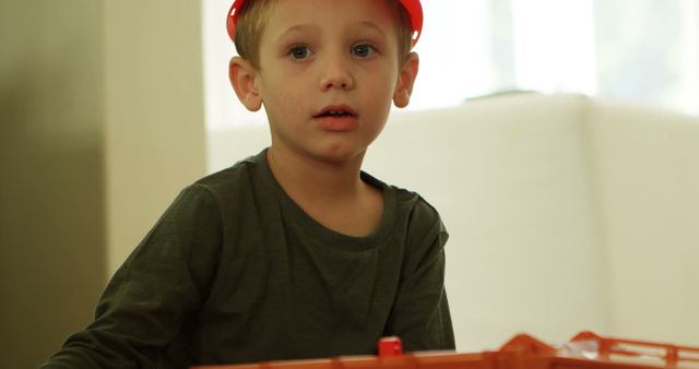 Young Boy Playing Pretend Construction Worker with Toy Tools - Download Free Stock Images Pikwizard.com