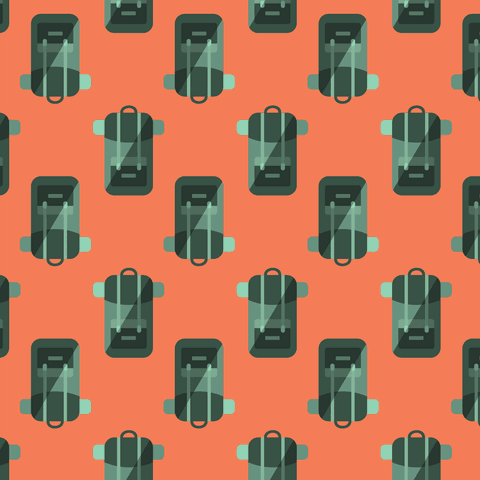 Transparent suitcase pattern on orange for travel and design